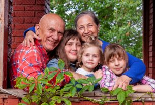 a family posing for a picture